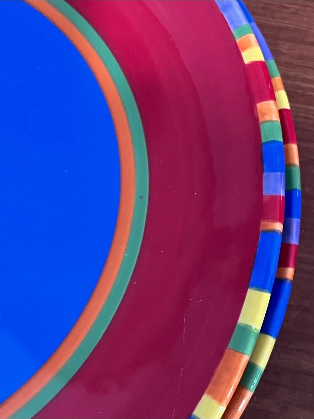 Dansk VTG Hand-Painted Antiqua Bright Dinner Plates with Multicolor Rim (4)